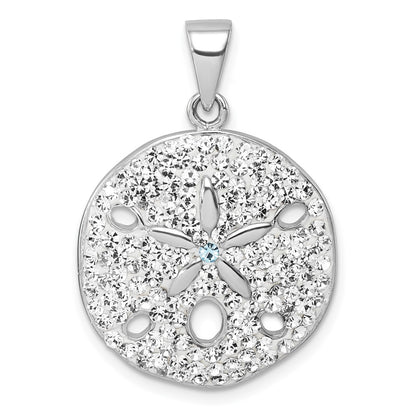 Sterling Silver Rhodium-Plated Polished Crystal Sand Dollar Pendant