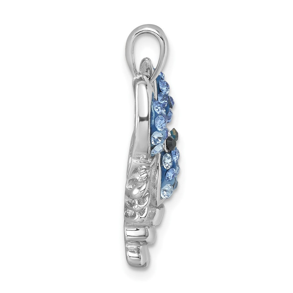 Sterling Silver Rhodium-Plated Polished Blue Crystal Lobster Pendant