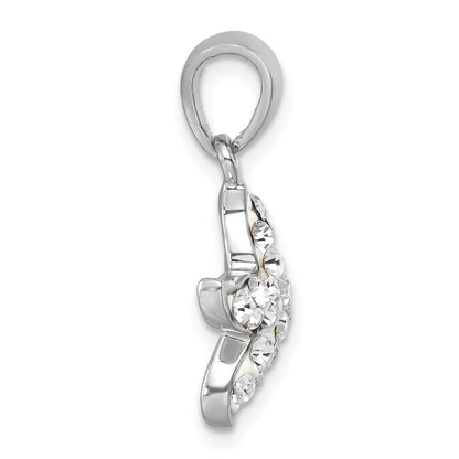 Sterling Silver Rhodium-Plated Polished White Crystal Starfish Pendant