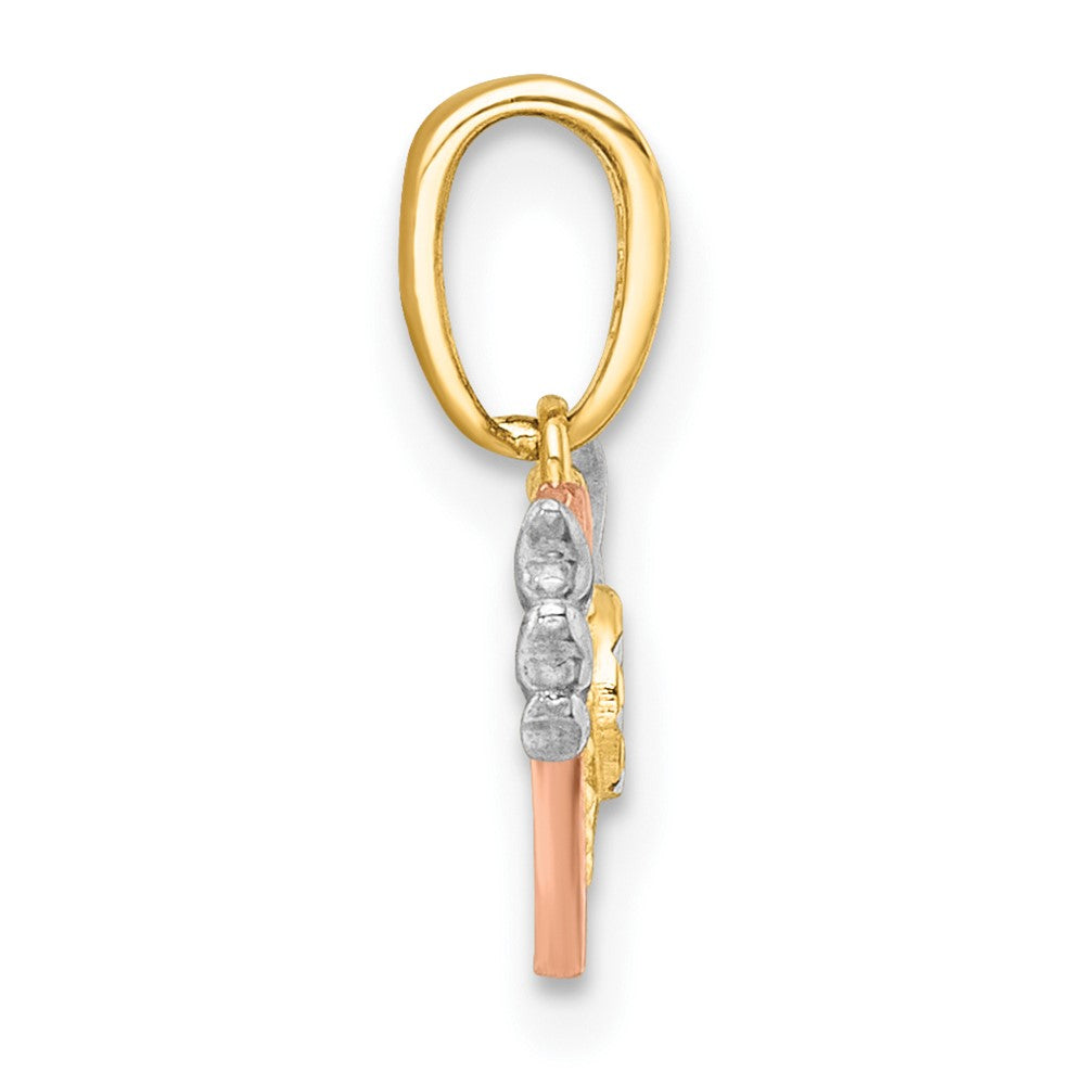 14K Yellow & Rhodium with White Rhodium and Rose-Tone Heart with Wings Charm