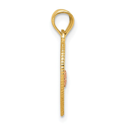 14K Two-Tone Break Apart Heart with Te Amo and Roses Pendant