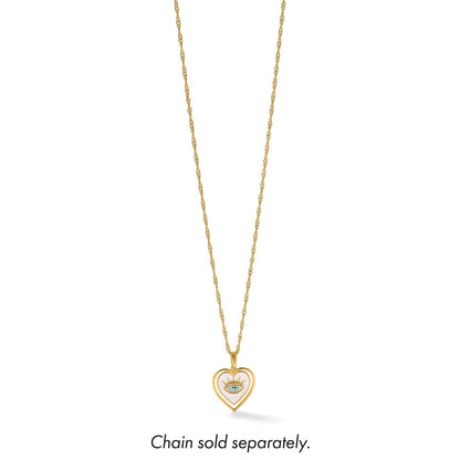 14K Yellow & Rhodium with White Rhodium Polished Multi Color Enamel Eye in Heart Charm