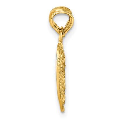 14K Yellow Gold Polished Diamond-Cut Love You Heart Break Apart Pendant