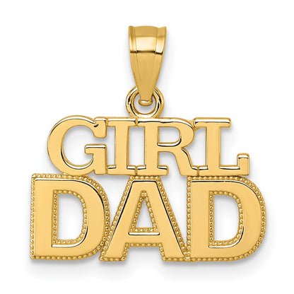 14K Yellow Gold Polished Girl Dad Pendant