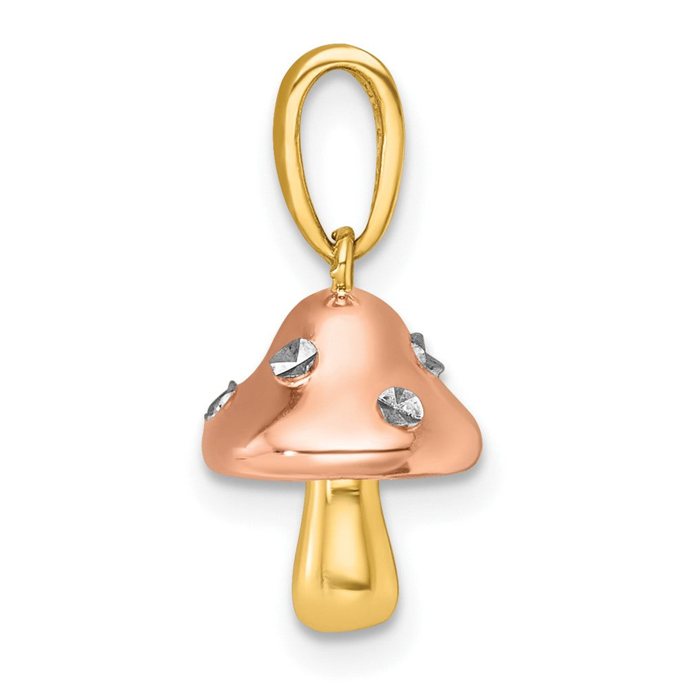 14K Yellow & Rhodium with White Rhodium and Rose-Plating Polished 3-D Mushroom Charm