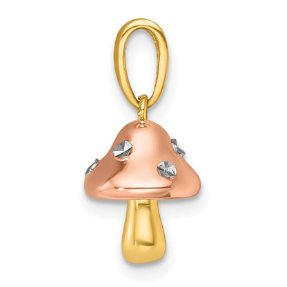 14K Yellow & Rhodium with White Rhodium and Rose-Plating Polished 3-D Mushroom Charm