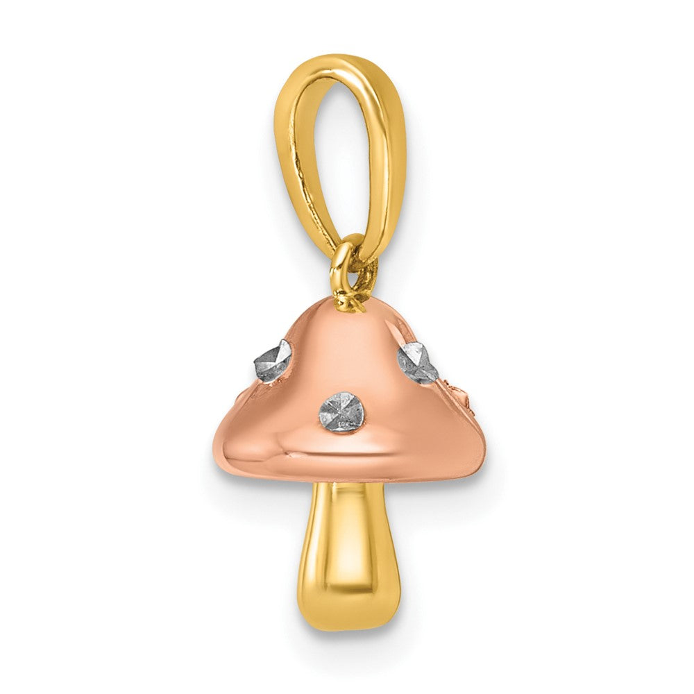 14K Yellow & Rhodium with White Rhodium and Rose-Plating Polished 3-D Mushroom Charm