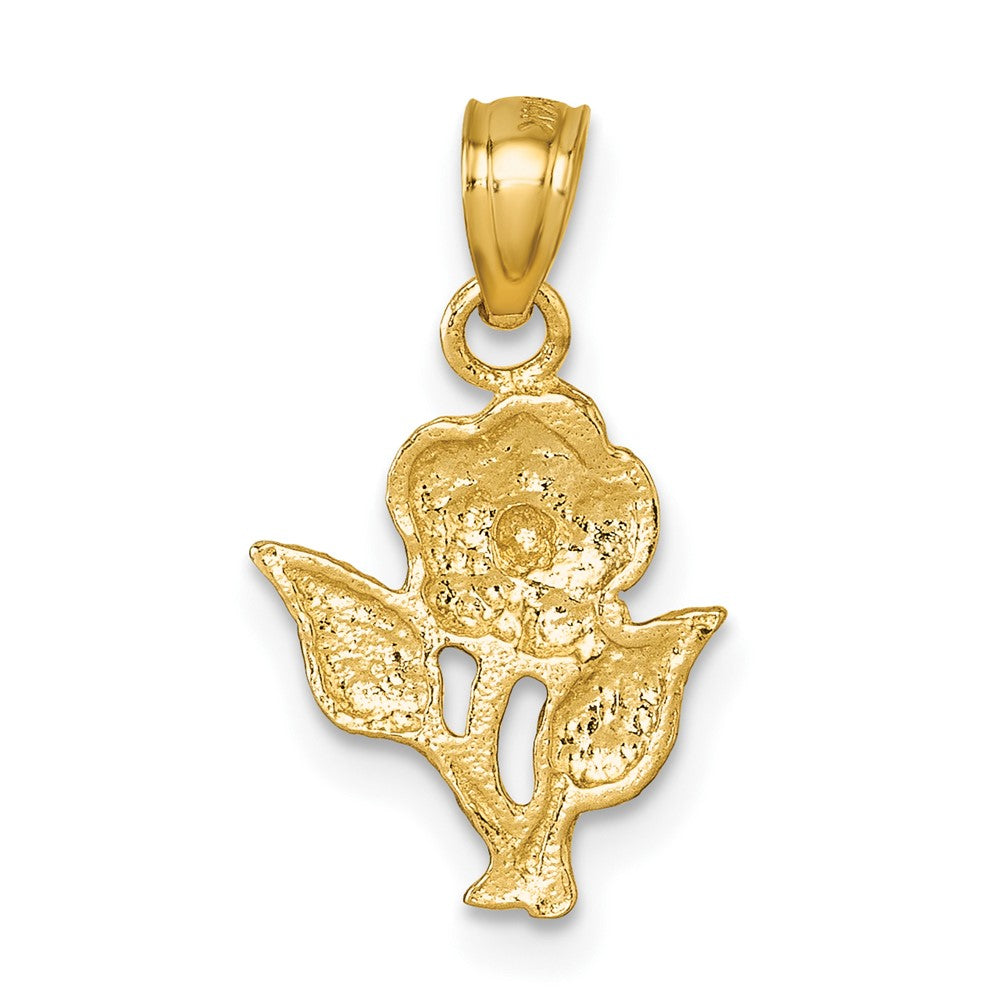 14K Yellow Gold Polished Diamond-Cut Rose Pendant