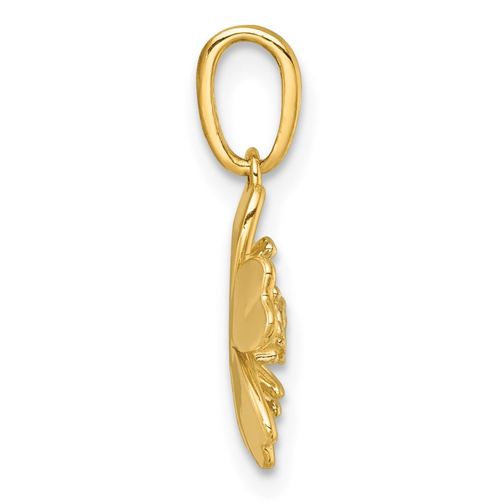 14K Yellow & Rhodium with White Rhodium Polished Blooming Flower Charm