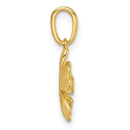 14K Yellow & Rhodium with White Rhodium Polished Blooming Flower Charm