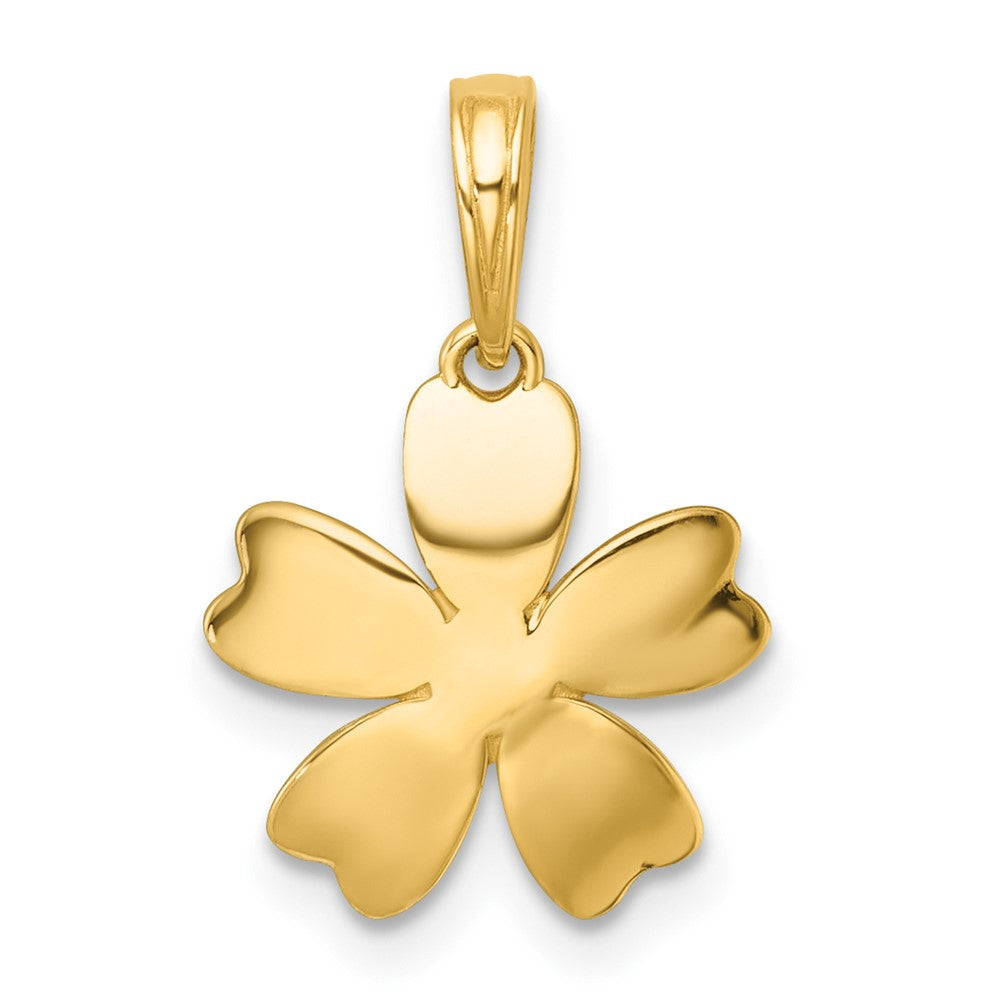 14K Yellow & Rhodium with White Rhodium Polished Blooming Flower Charm