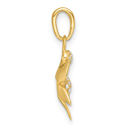 14K Yellow & Rhodium with White Rhodium Polished Blooming Flower Charm
