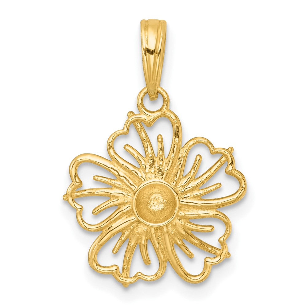 14K Yellow & Rhodium with White Rhodium Polished Fancy Flower Charm