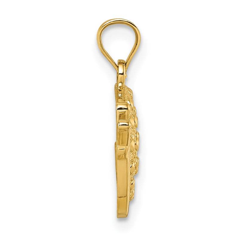 14K Yellow Gold Polished Textured and D/c Snail Pendant