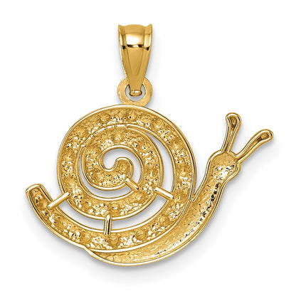 14K Yellow Gold Polished Textured and D/c Snail Pendant
