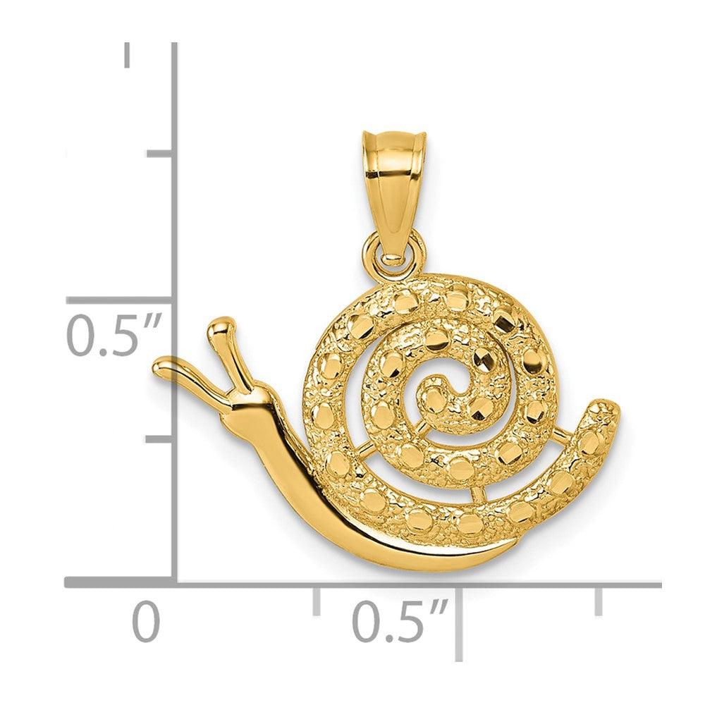 14K Yellow Gold Polished Textured and D/c Snail Pendant