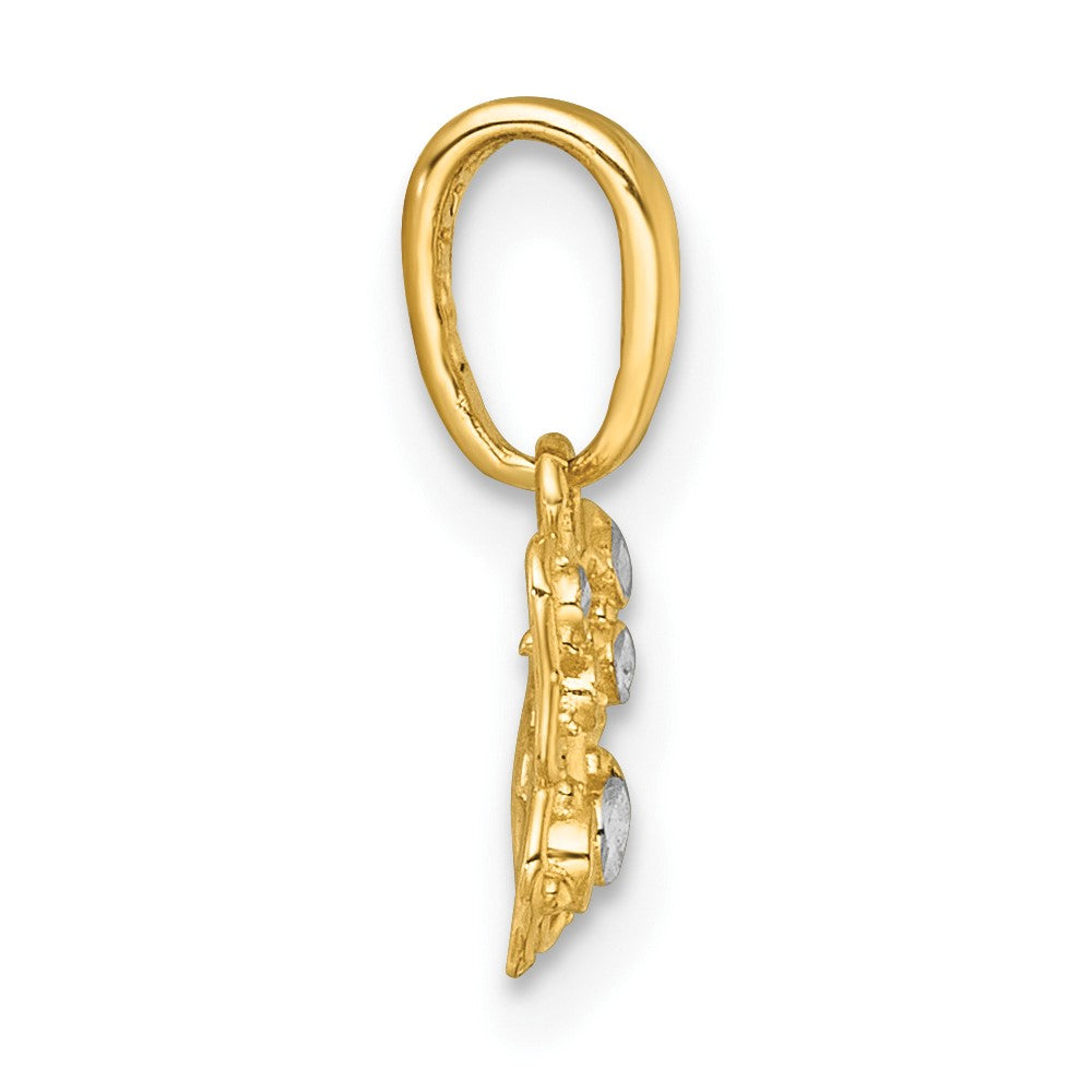 14K Yellow & Rhodium with White Rhodium Polished Butterfly Charm