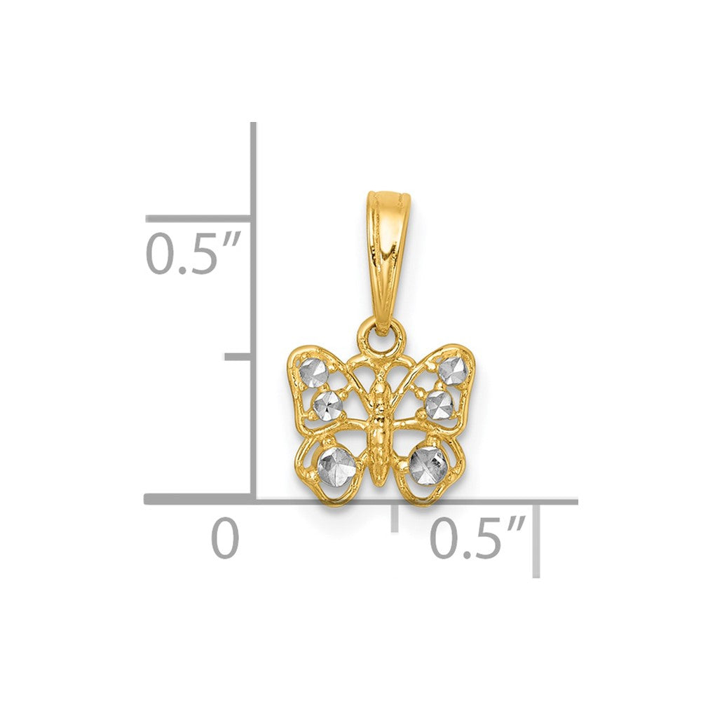 14K Yellow & Rhodium with White Rhodium Polished Butterfly Charm
