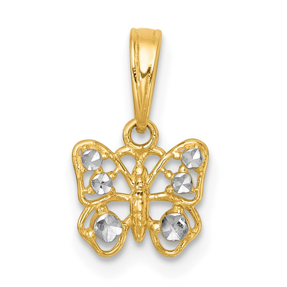 14K Yellow & Rhodium with White Rhodium Polished Butterfly Charm