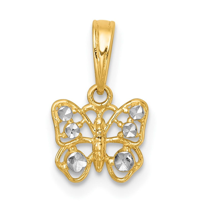 14K Yellow & Rhodium with White Rhodium Polished Butterfly Charm