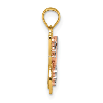 14K Two-Tone with White Rhodium D/c Polished Butterfly Pendant