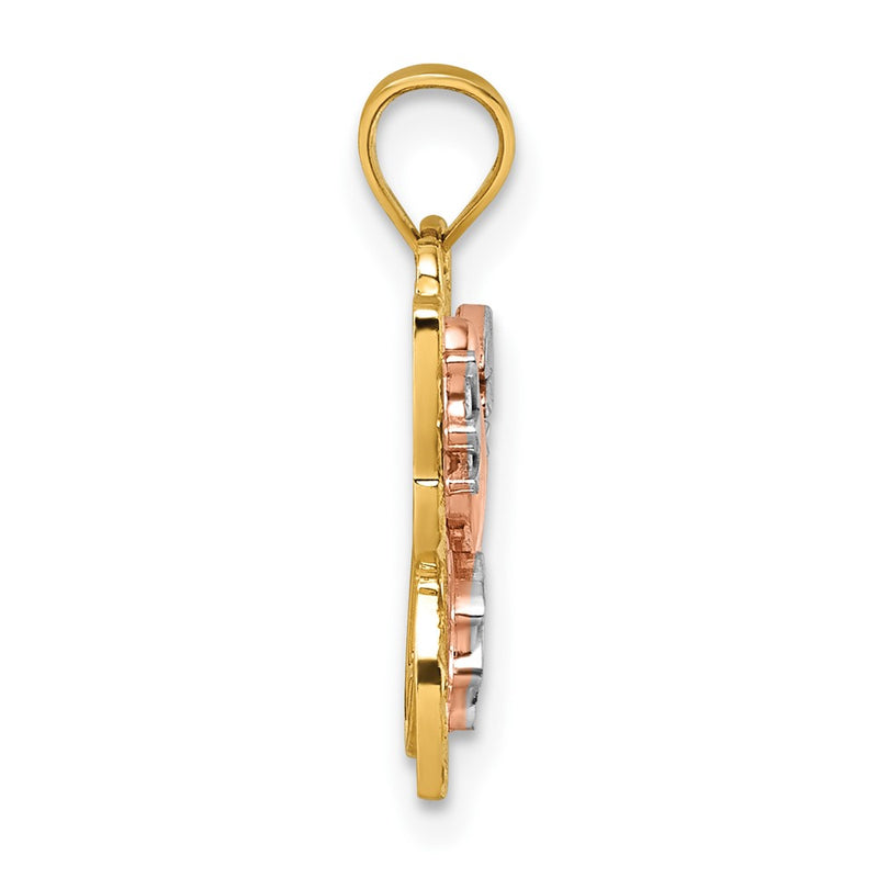 14K Two-Tone with White Rhodium D/c Polished Butterfly Pendant