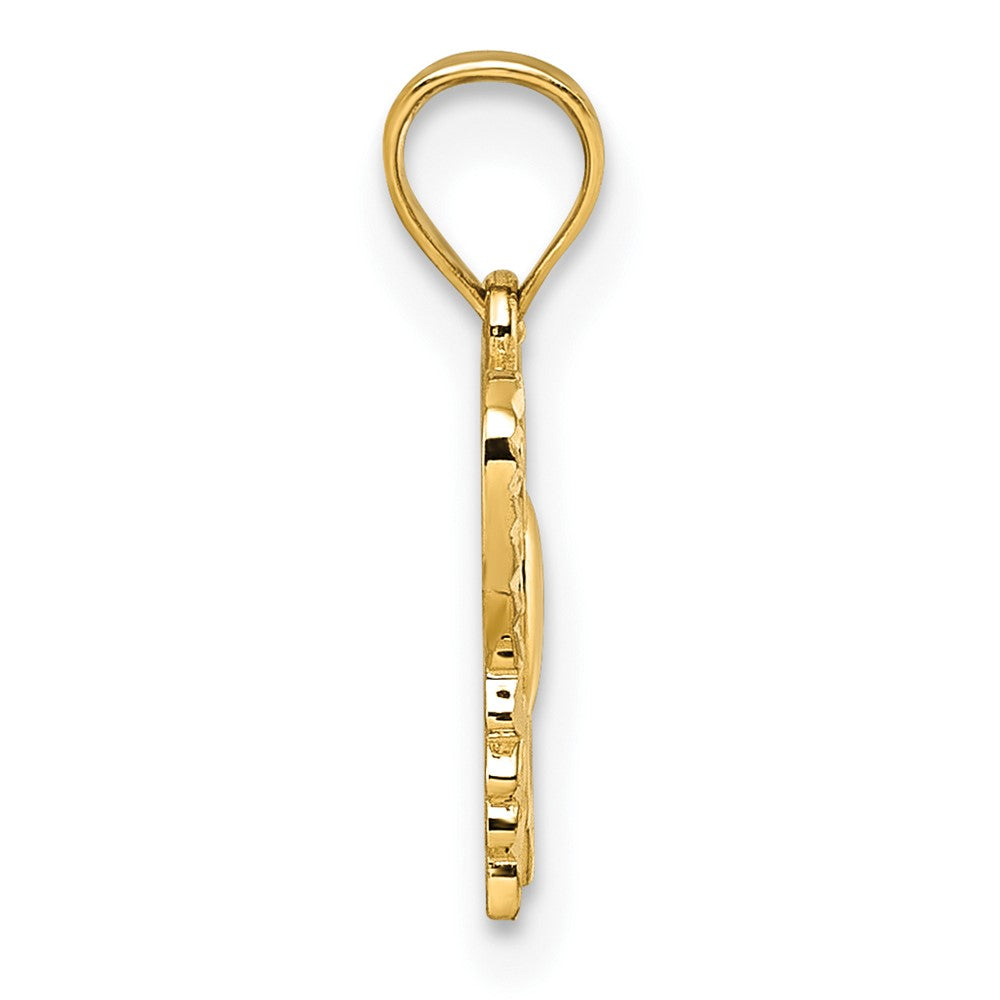 14K Yellow Gold Polished and Diamond Cut Polished Butterfly Pendant