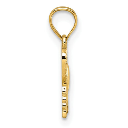 14K Yellow Gold Polished and Diamond Cut Polished Butterfly Pendant