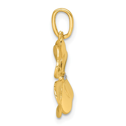 14K Yellow & Rhodium with White Rhodium Polished 4 Leaf Clover Charm