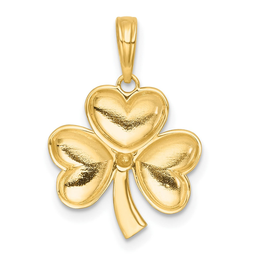 14K Yellow & Rhodium with White Rhodium Polished 3 Leaf Clover Charm