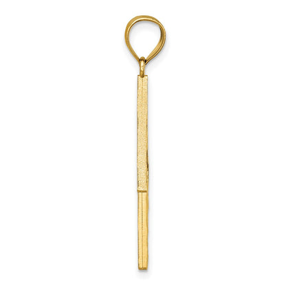 14K Yellow Gold Polished Diamond-Cut Textured Lighting Bolt Pendant