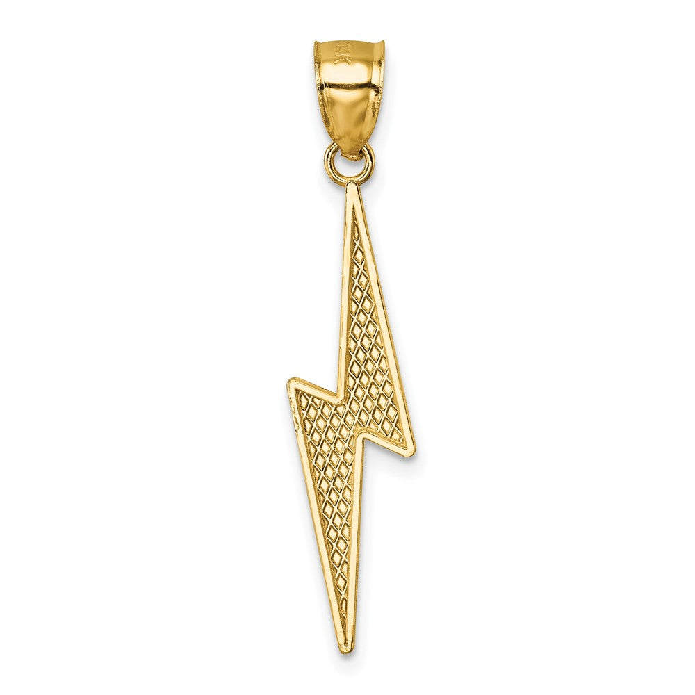 14K Yellow Gold Polished Diamond-Cut Textured Lighting Bolt Pendant
