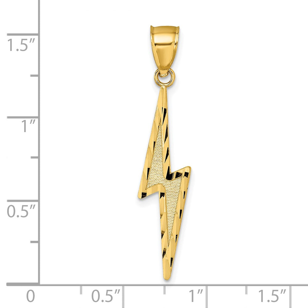 14K Yellow Gold Polished Diamond-Cut Textured Lighting Bolt Pendant