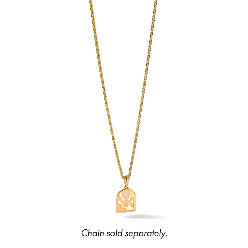 14K Yellow Gold Polished Multi Color Enamel Sunset and Moon Charm