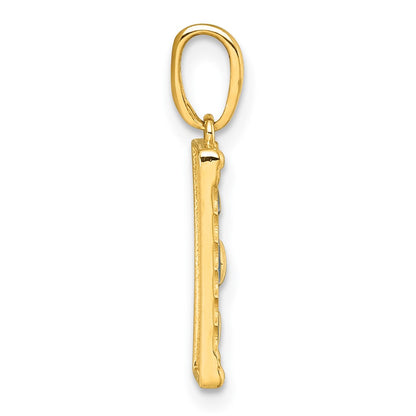 14K Yellow Gold Polished Enamel Moon Cycle Charm