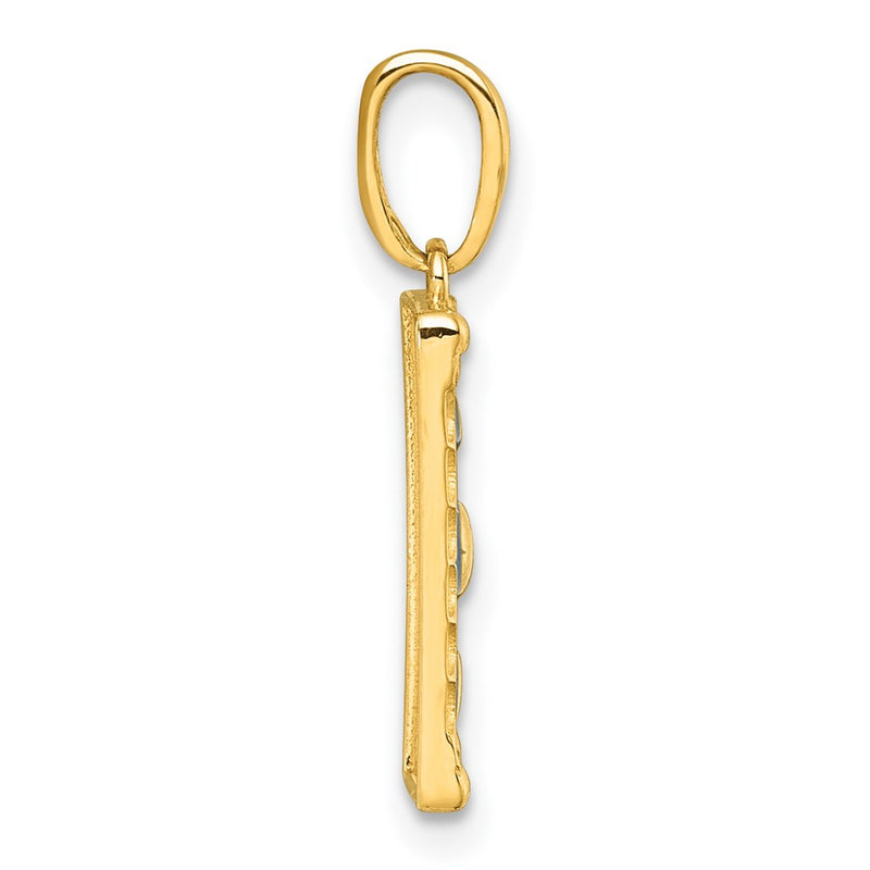 14K Yellow Gold Polished Enamel Moon Cycle Charm