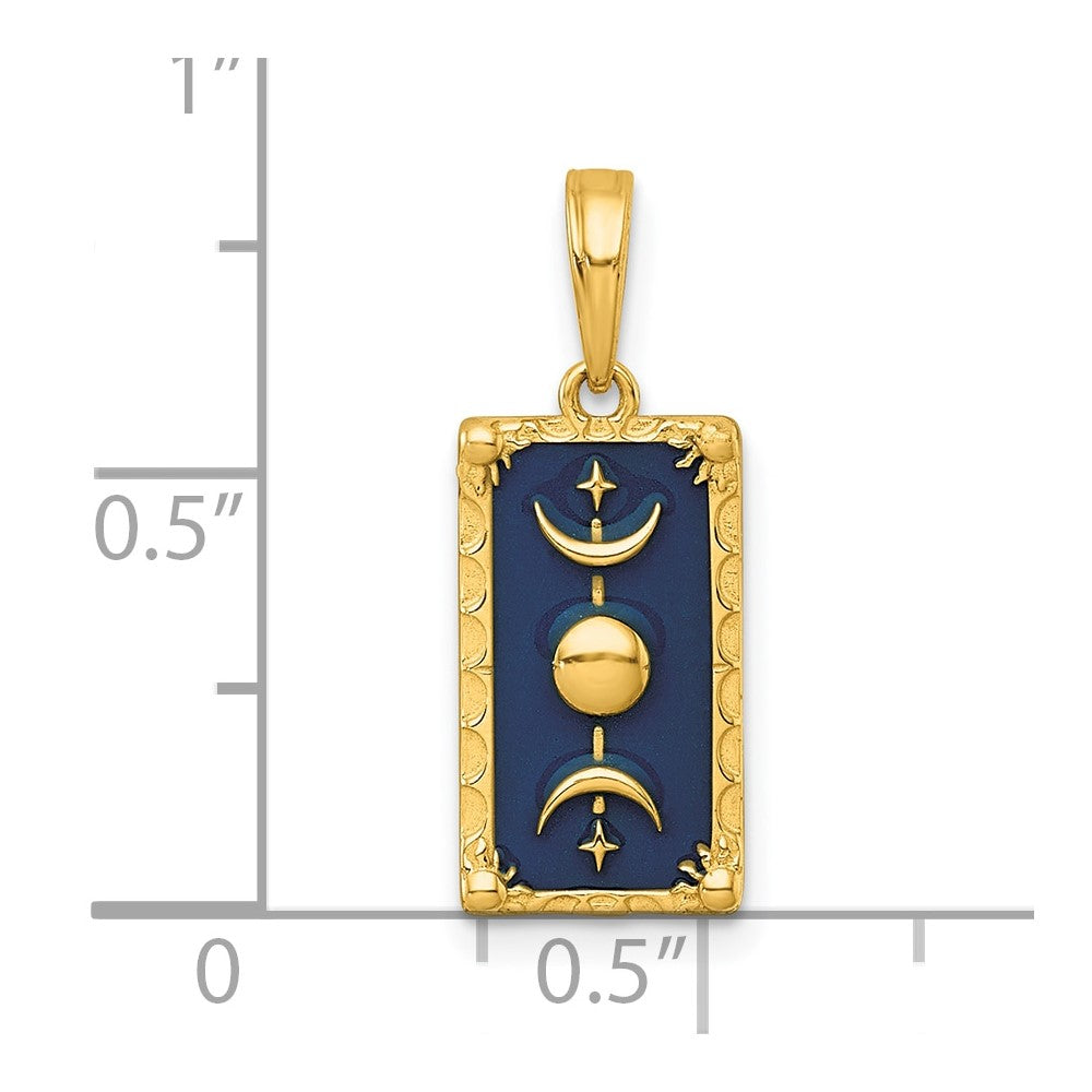 14K Yellow Gold Polished Enamel Moon Cycle Charm