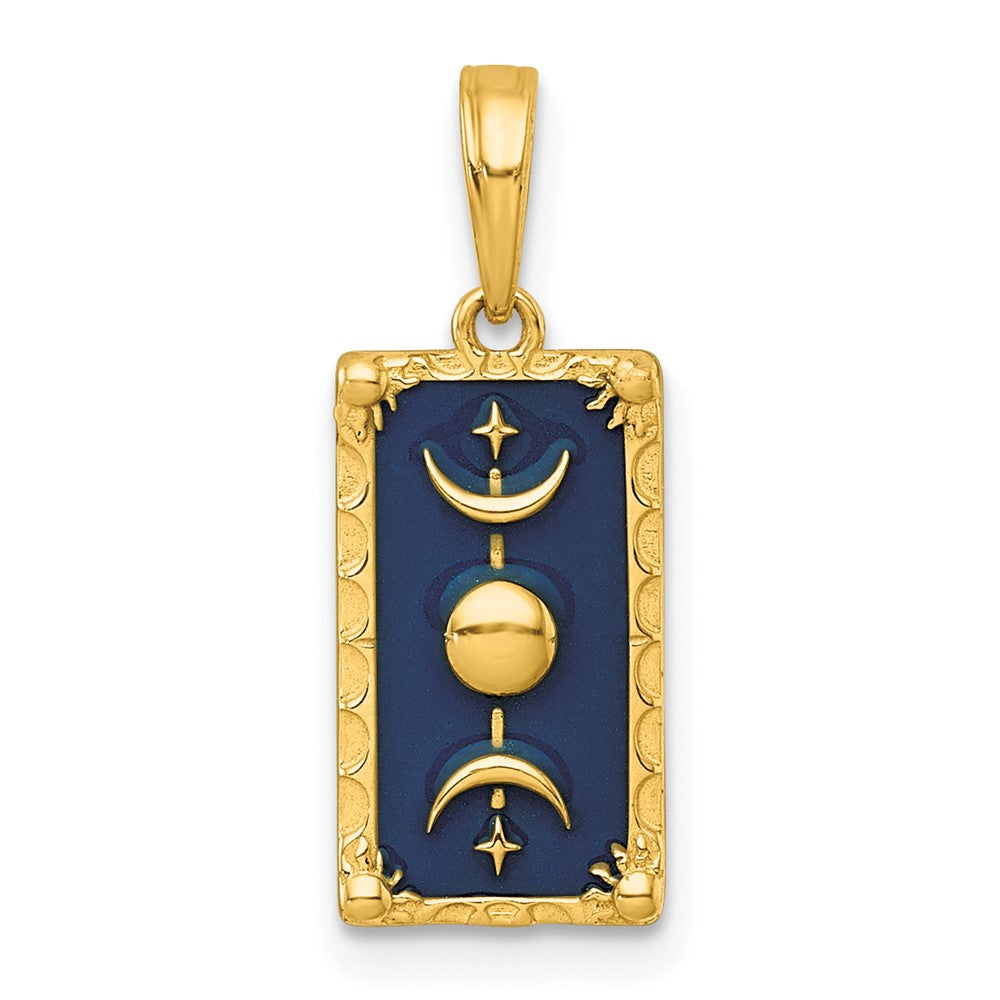 14K Yellow Gold Polished Enamel Moon Cycle Charm