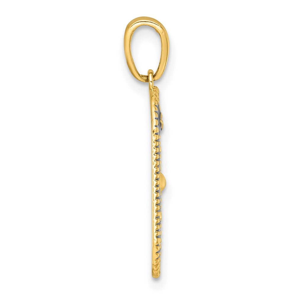 14K Yellow & Rhodium with White Rhodium Polished Enamel Sun and Moon Charm