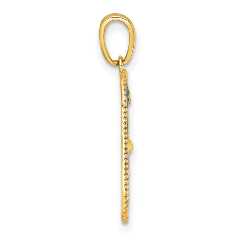 14K Yellow & Rhodium with White Rhodium Polished Enamel Sun and Moon Charm