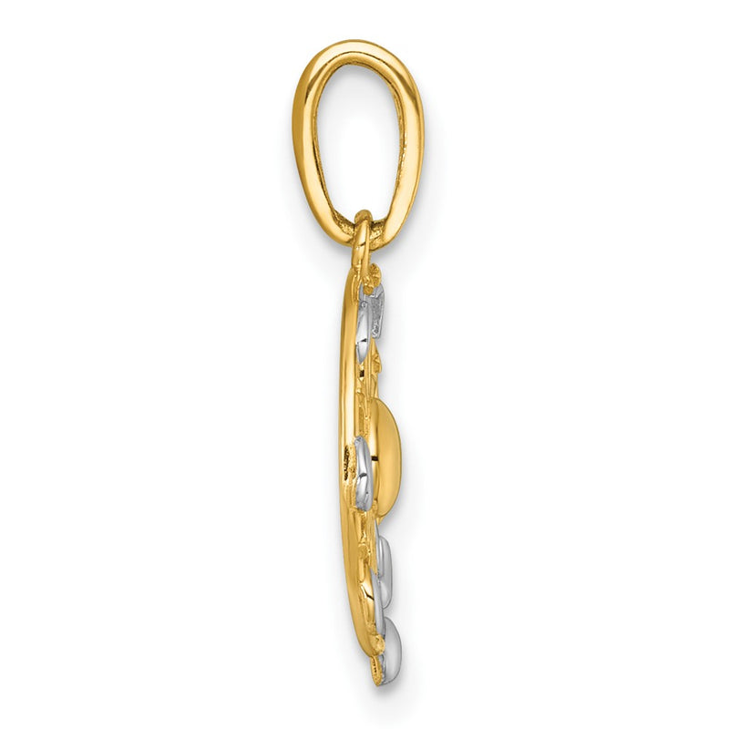14K Yellow & Rhodium with White Rhodium Polished Sun with Moon Cycle Charm