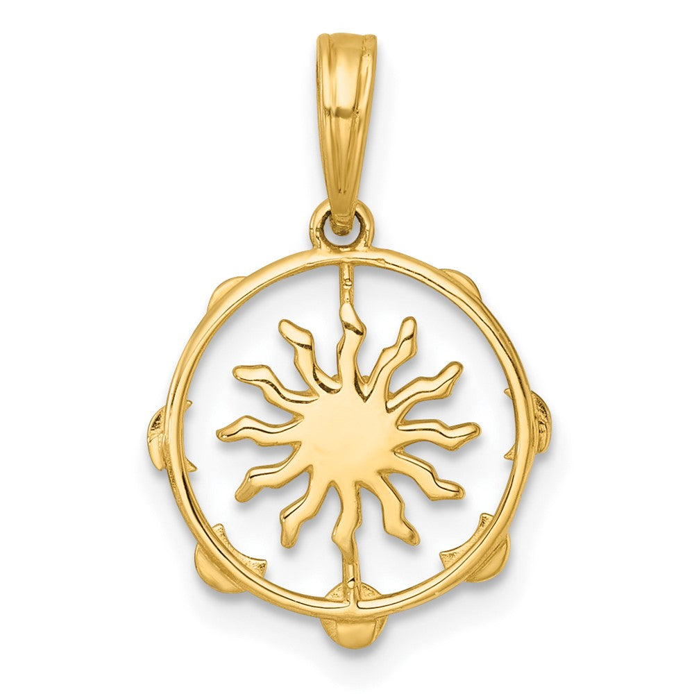 14K Yellow & Rhodium with White Rhodium Polished Sun with Moon Cycle Charm