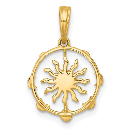 14K Yellow & Rhodium with White Rhodium Polished Sun with Moon Cycle Charm
