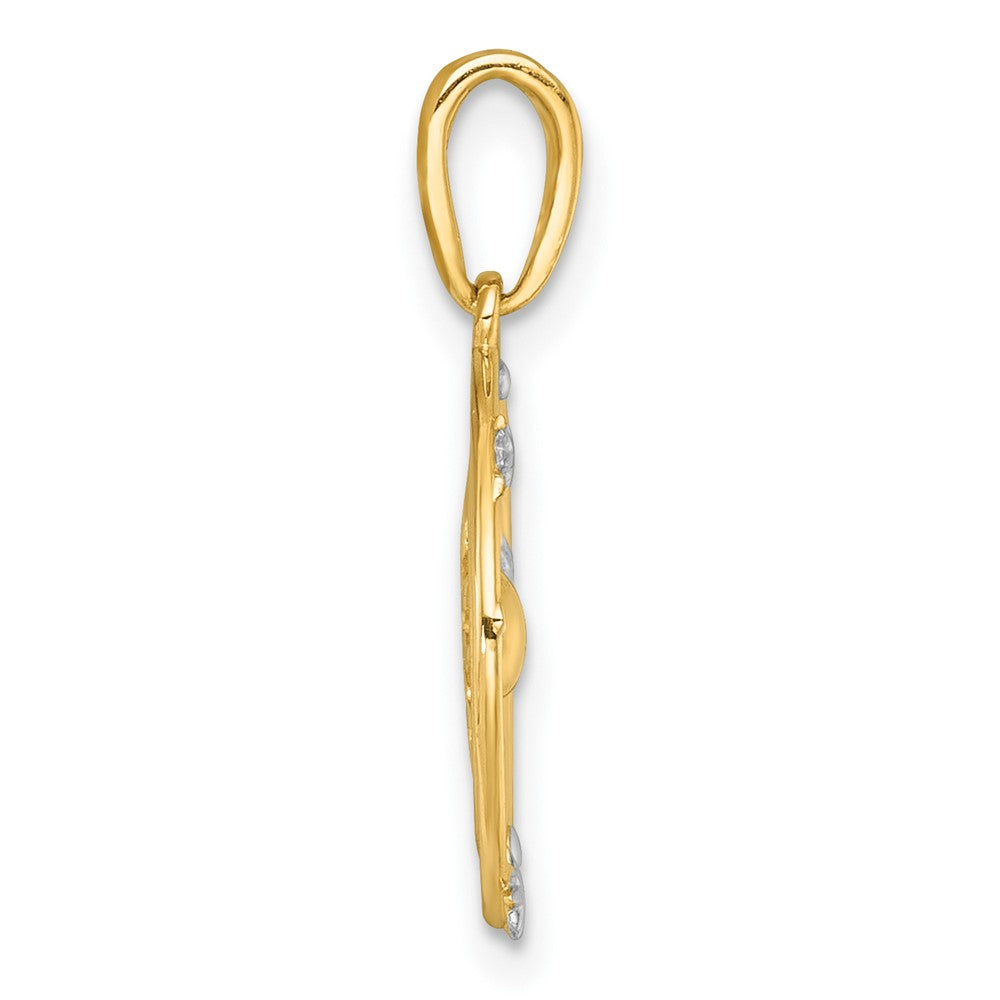 14K Yellow & Rhodium with White Rhodium Polished Sun with Solar System Orbit Charm