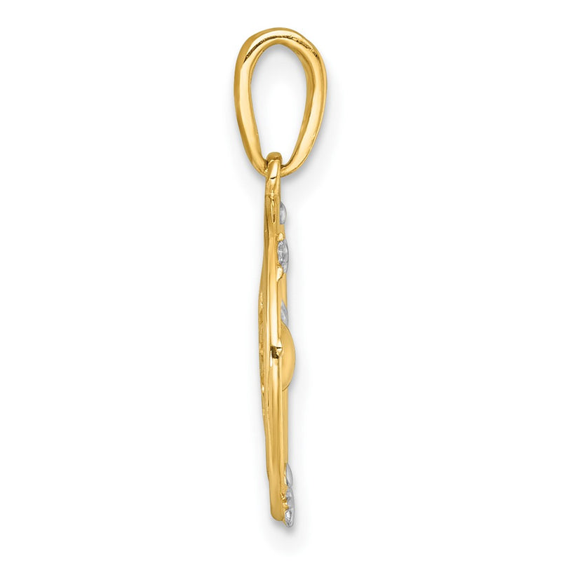 14K Yellow & Rhodium with White Rhodium Polished Sun with Solar System Orbit Charm