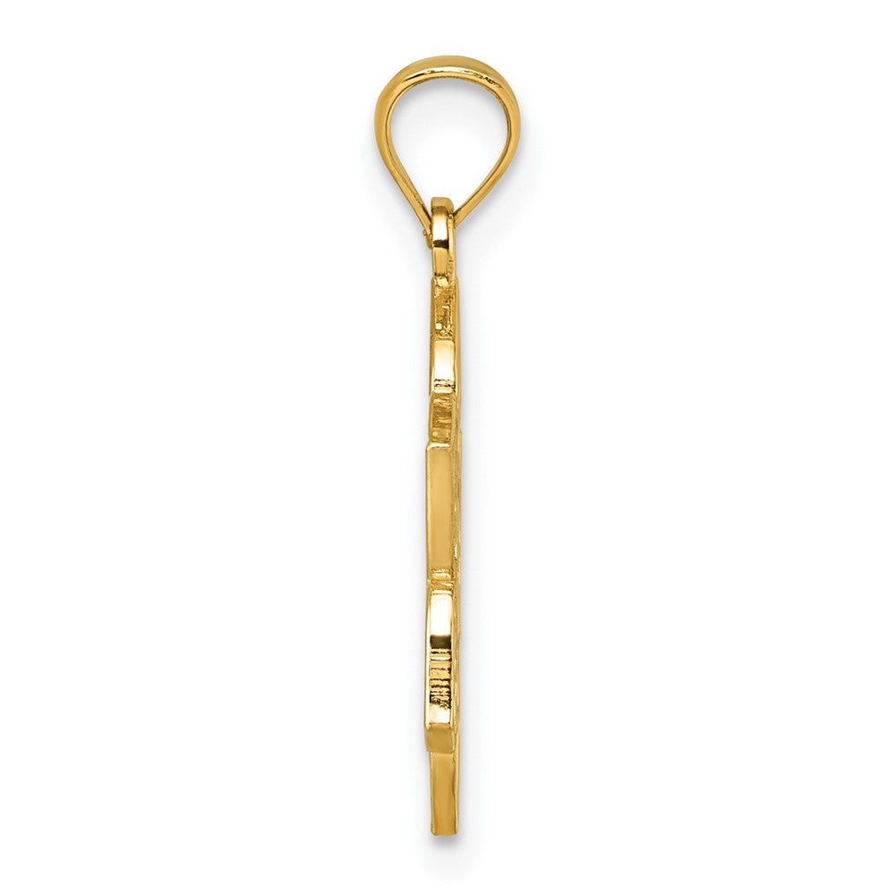 14K Yellow Gold Polished and Textured Multi-Faith Symbol Flower Pendant