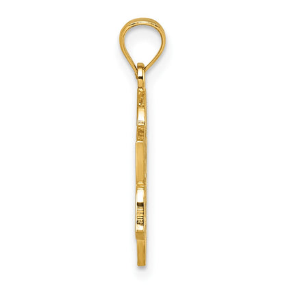 14K Yellow Gold Polished and Textured Multi-Faith Symbol Flower Pendant