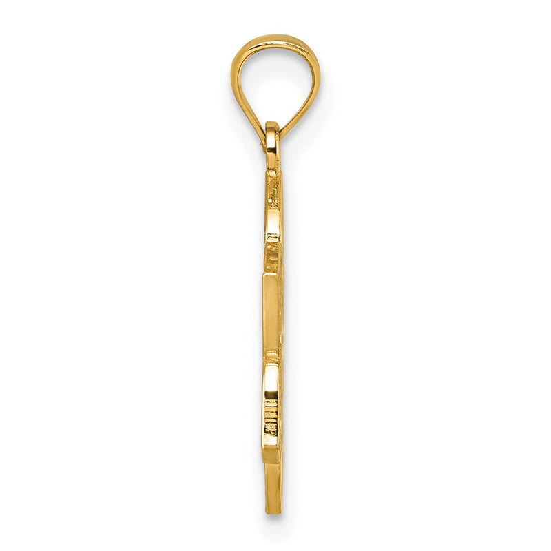 14K Yellow Gold Polished and Textured Multi-Faith Symbol Flower Pendant