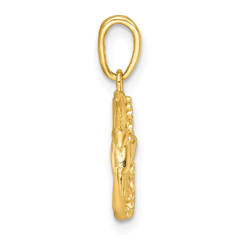 14K Yellow & Rhodium with White Rhodium Polished Unicorn in Moon Charm