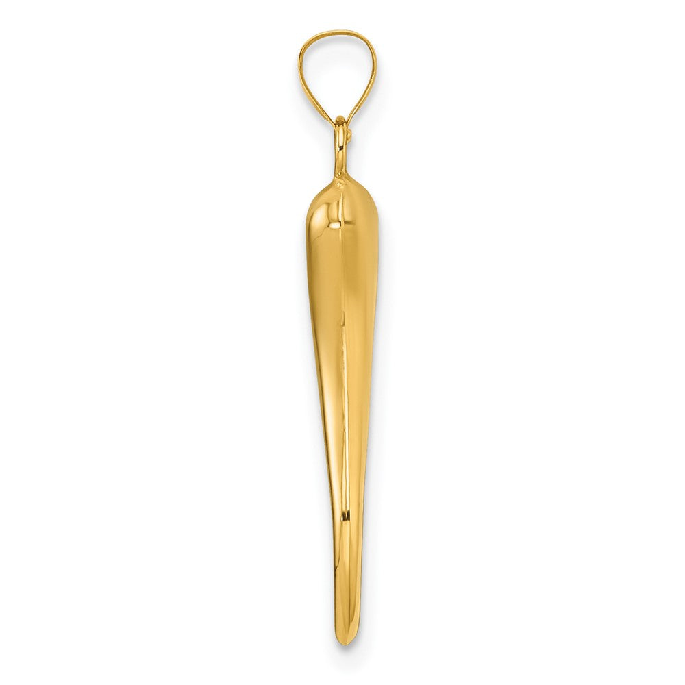 14K Yellow Gold Polished Hollowed Italian Horn Pendant
